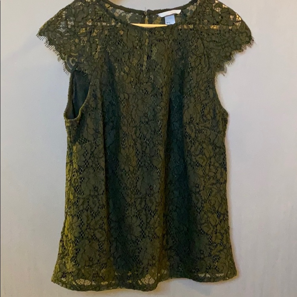Sheer floral navy blouse